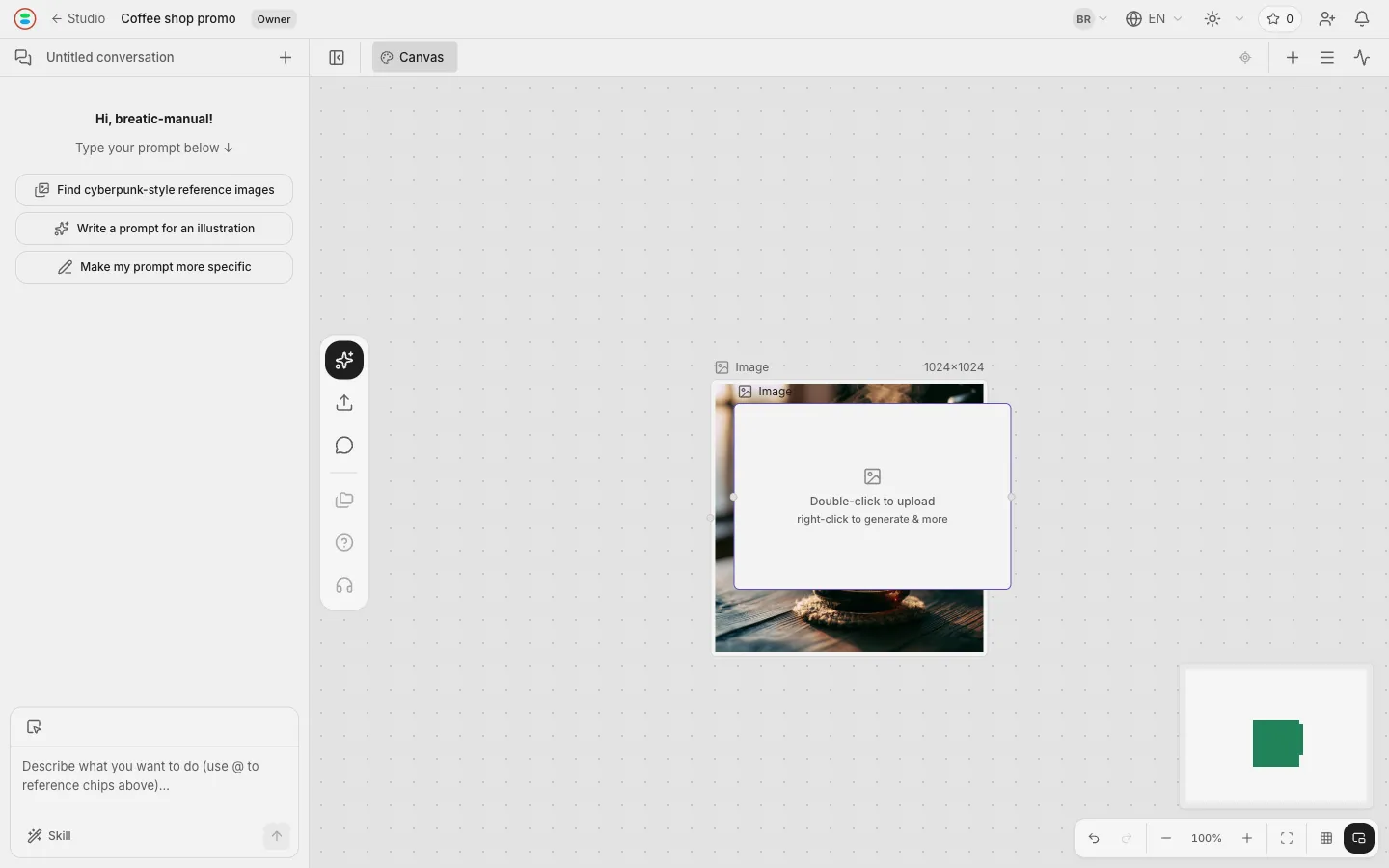 A new empty node sitting on top of the finished image