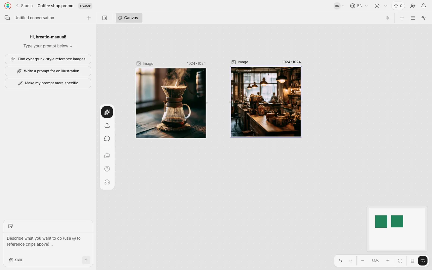 Two finished images side by side in the same style
